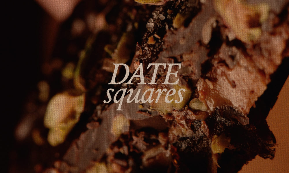 Date Squares with Dark Chocolate, Peanut Butter & Crunchy Toppings
